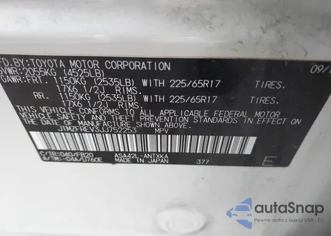 2018 Toyota Rav4 Le z USA, uszkodzony, nr VIN JTMZFREV3JJ752253